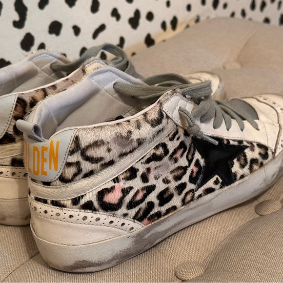 Golden Goose Leopard Print Mostar Sneakers with Black Star Size 8 Euro size 38 - Picture 8 of 11